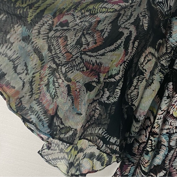 Ali Miles Shirt Women 1X Colorful Tunic Sheer Flowy Sleeves Art To Wear Abstract - Picture 5 of 9